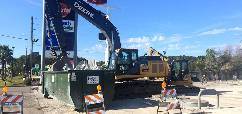 Gas station demolition project by Cumberland Services LLC.