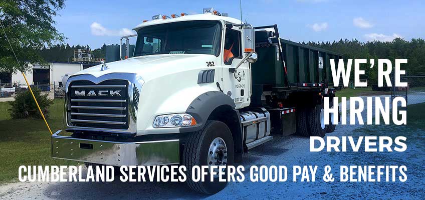 Cumberland Services is now hiring drivers for solid waste services positions in St Marys, GA.