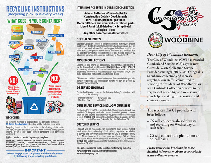 Cumberland Services and City of Woodbine Waste & recycling guide.